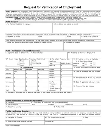 Request Verification Of Employment Form Preview
