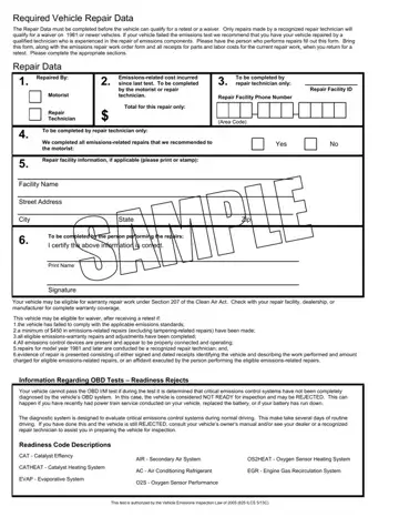 Required Vehicle Repair Data Form Preview