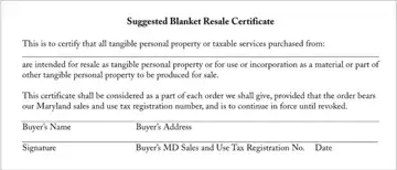 Maryland Resale Certificate Preview