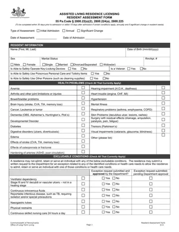 Resident Assessment Form Preview