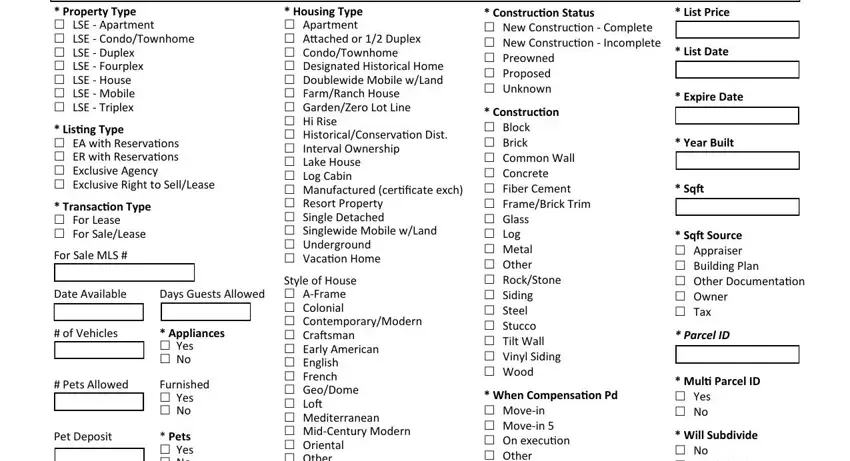 input residential empty spaces to fill out