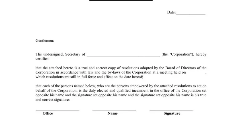 completing blank corporate resolution form step 1