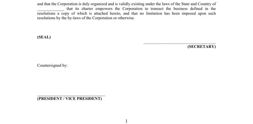 part 2 to filling out blank corporate resolution form