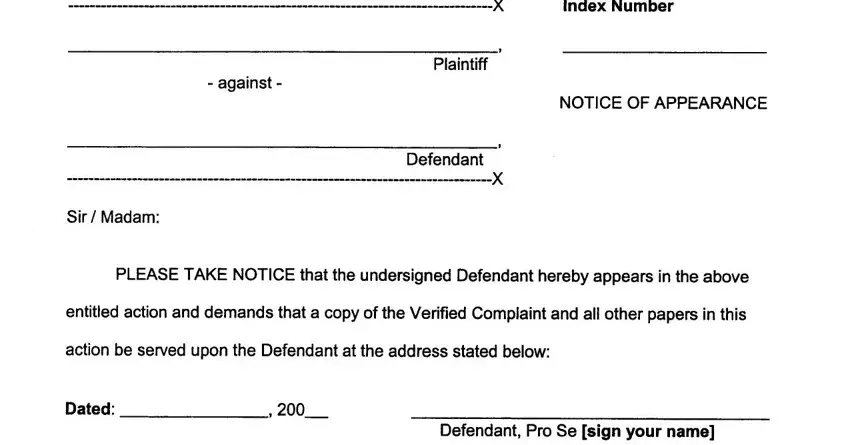 portion of blanks in answer template for summons