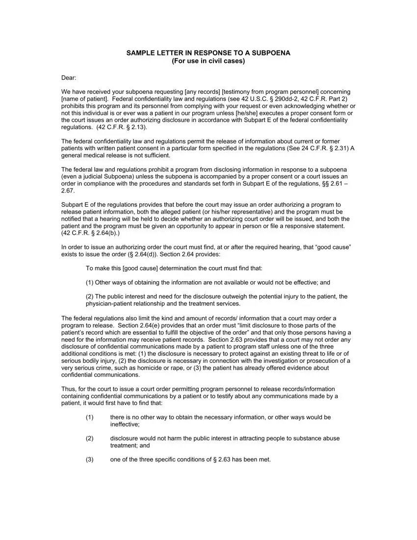 Response To Subpoena ≡ Fill Out Printable PDF Forms Online