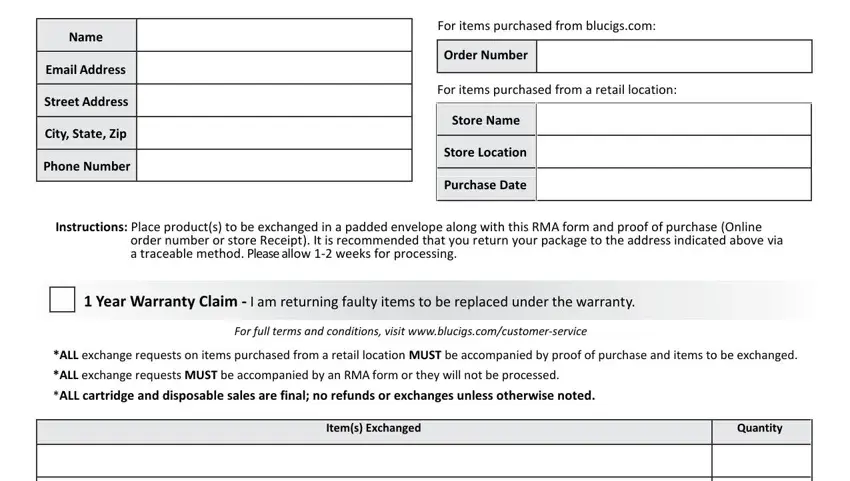 portion of empty spaces in blank rma form template