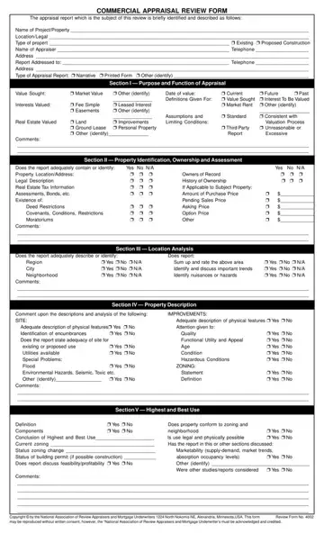 Review Form Commercial Appraisal Preview
