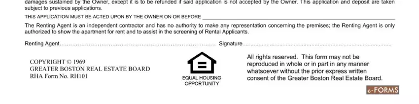rha forms RentingAgent, Signature, EQUALHOUSINGOPPORTUNITY, and eFORMS fields to fill out