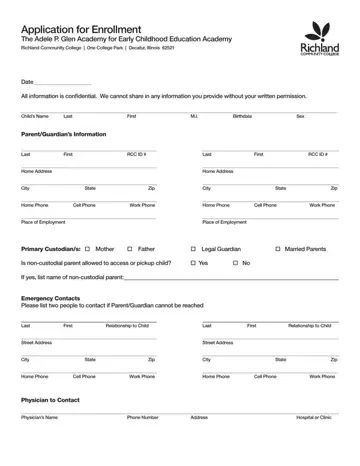 Richland Application For Enrollment Form Preview