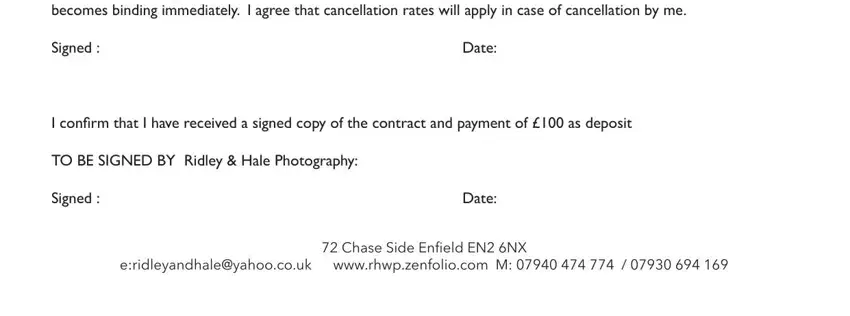 step 3 to completing photography booking forms template