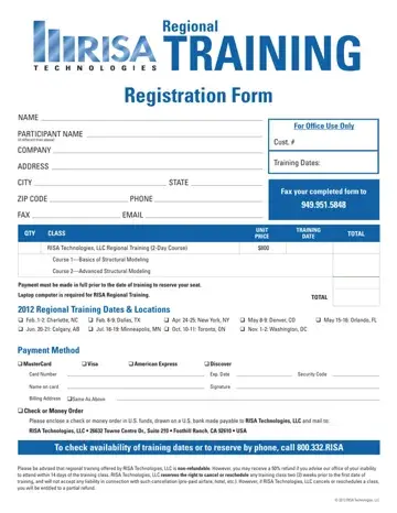Risa Online Registration Form Preview