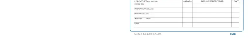 Filling out rite application employment step 3