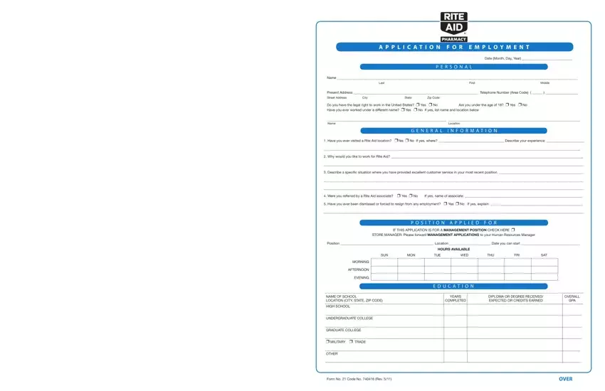 Rite Aid Application Fill Out Printable PDF Forms Online