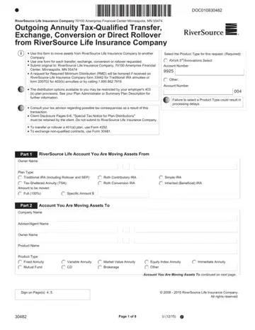 Riversource 30482 Form Preview