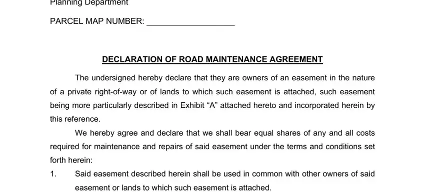 stage 1 to filling in road maintenance agreement