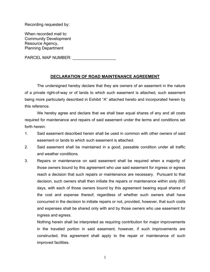 Road Maintenance Agreement PDF Form FormsPal