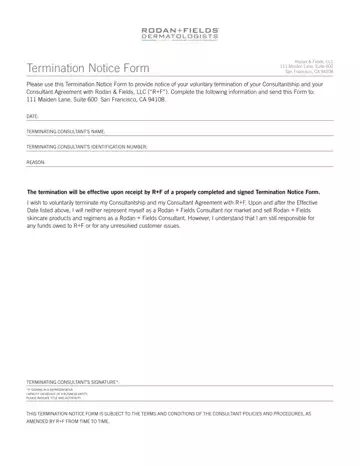 Rodan And Fields Termination Notice Preview