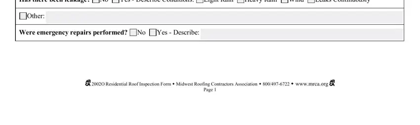Filling in roof inspection report form step 3