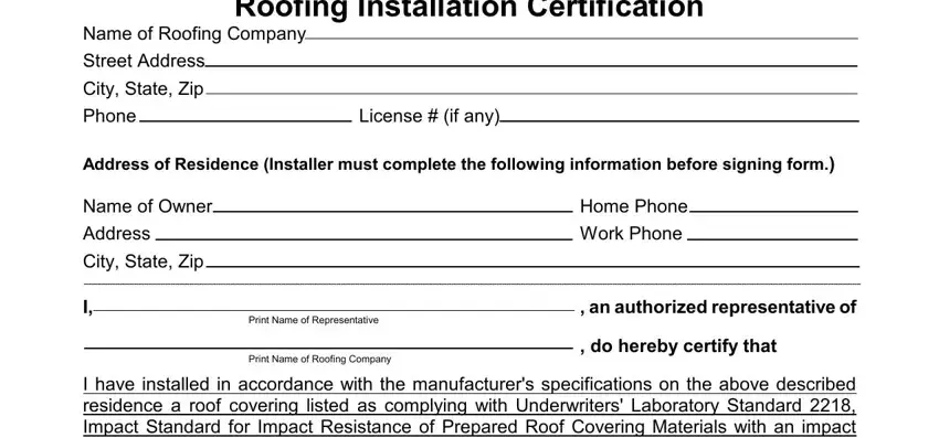 state farm roofing installation certificate fields to fill in