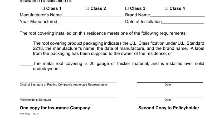 Filling out state farm roofing installation certificate step 2