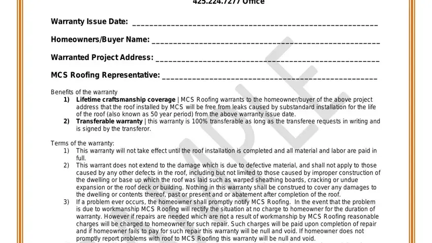 part 1 to completing roofing warranty certificate