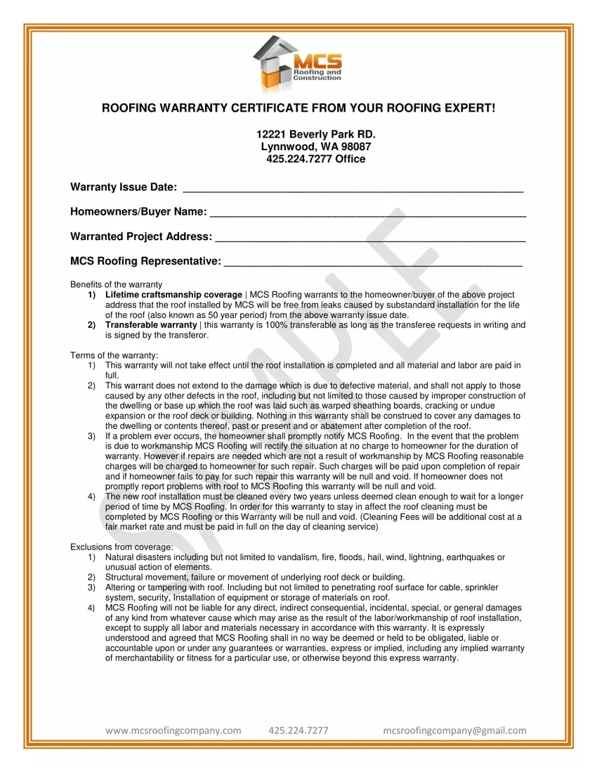 Roofing Warranty Certificate ≡ Fill Out Printable PDF Forms Online