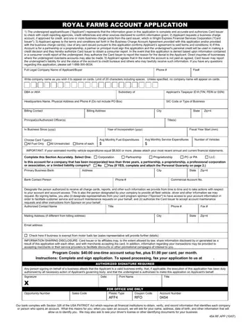 Royal Farms Account Application Form Preview