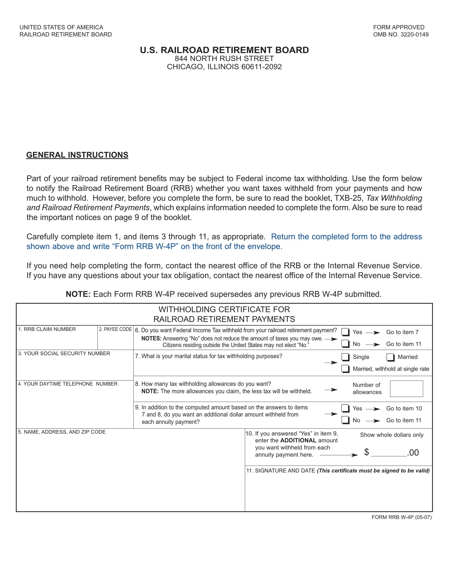Rrb Form W 4P ≡ Fill Out Printable PDF Forms Online