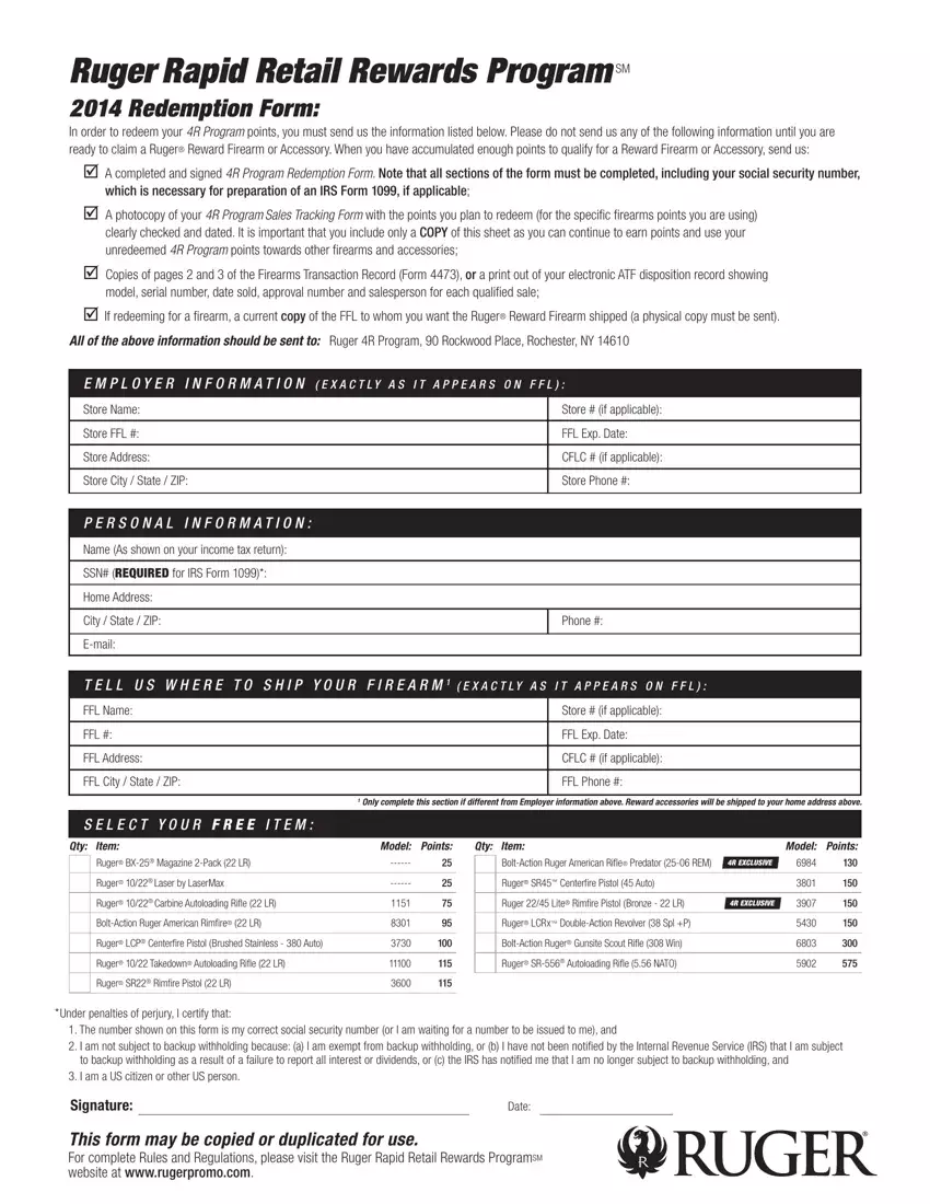 Ruger Program Form first page preview