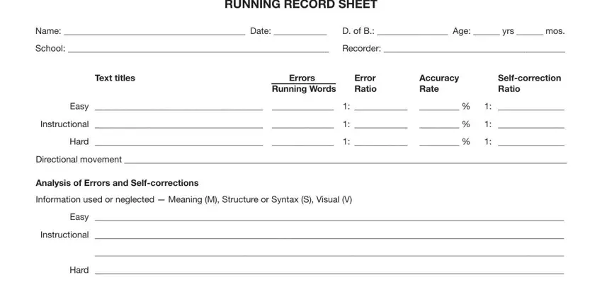 entering details in printable pdf blank running record step 1
