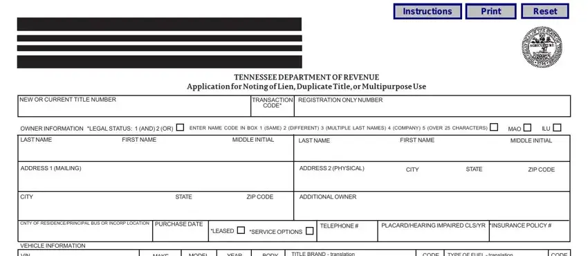 part 1 to filling in department vehicle tn