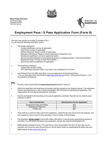 S Pass Application Form Preview