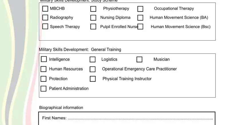 step 1 to filling in sandf online application 2021