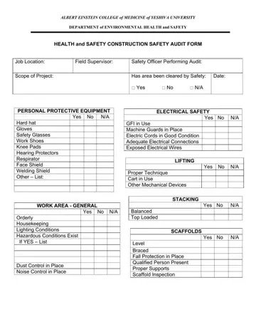 Safety Construction Audit Form Preview