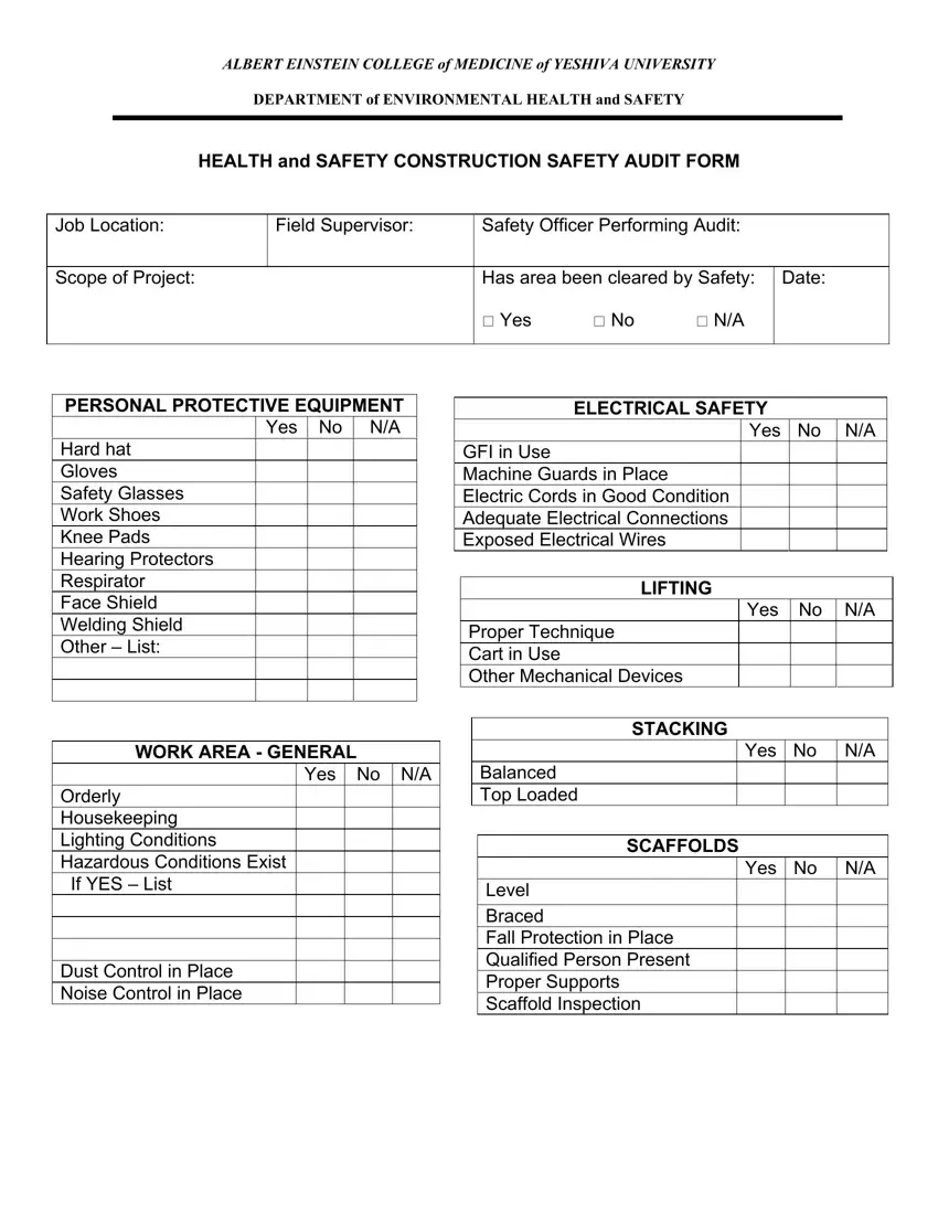 Safety Construction Audit first page preview