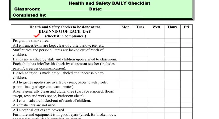 care daily checklist gaps to complete