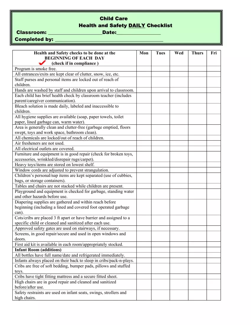 Safety Daily Checklist first page preview