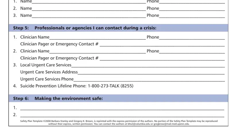 step 2 to entering details in patient safety plan