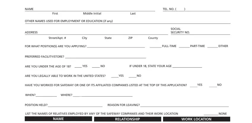 portion of blanks in safeway application pdf