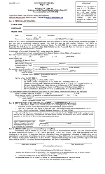 Saint Louis University Application Form Preview