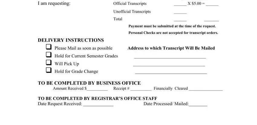 saint paul s college virgina transcripts YesNo, QtyX, OfficialTranscripts, UnofficialTranscripts, Total, DELIVERYINSTRUCTIONS, and DateProcessedMailed blanks to complete