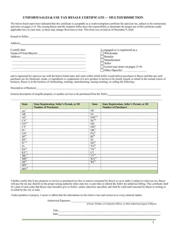 Sales Tax Certificate Form Preview