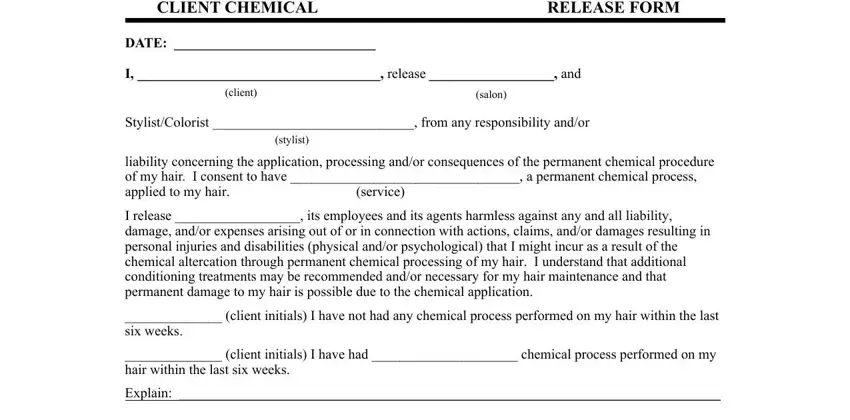 Salon Chemical Waiver Form Fill Out Printable PDF Forms Online