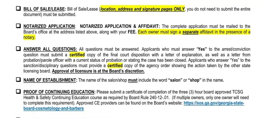 step 2 to filling out salon license ga print