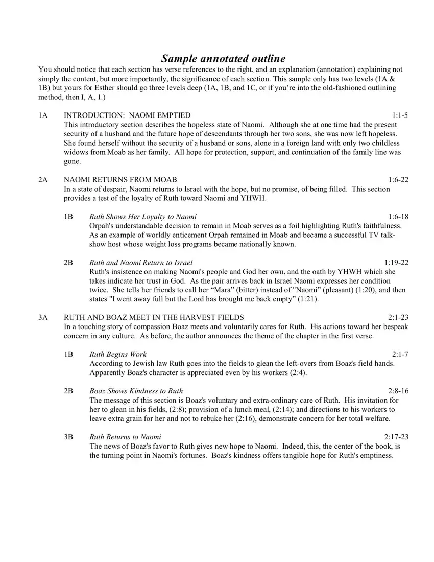 Sample Annotated Outline first page preview
