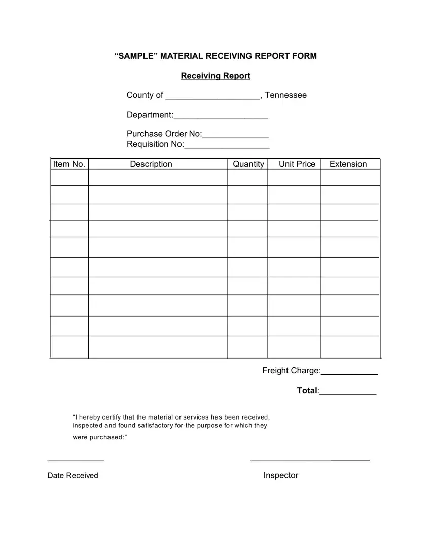 Sample Receiving Form first page preview