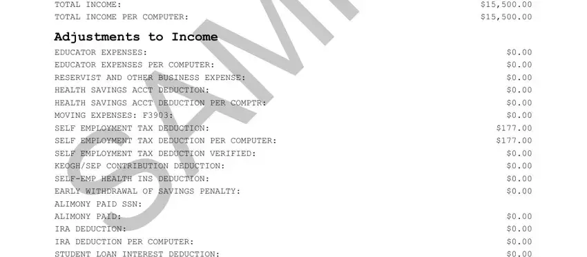 Entering details in tax return sample stage 3