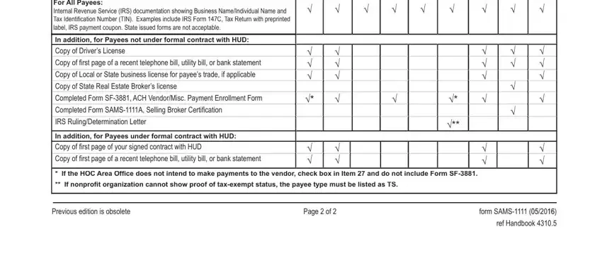 Finishing sams 1111 form stage 3