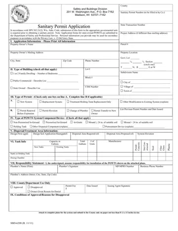 Sanitary Permit Application Form Preview