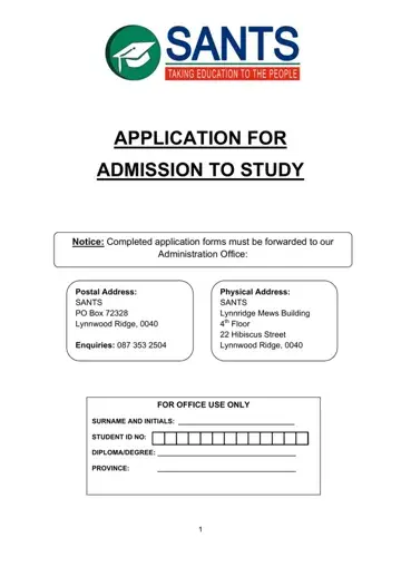 Sants Application Form Preview